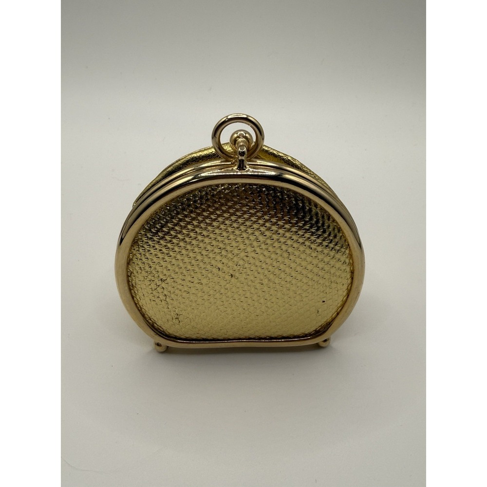 Vintage Neiman Marcus Gold Reptile Leather Accordion Coin Purse Made in Spain